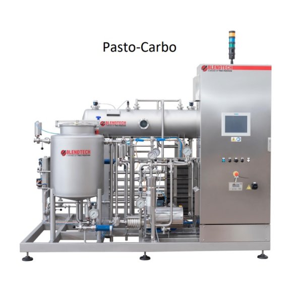 Device for pasteurization and carbonization of juices, beverages, soft drinks