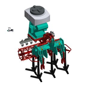 Hexagon frame cultivator with pneumatic catch crop seeder