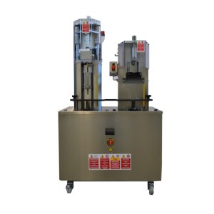Semi-automatic monoblock for corking sparkling wines, ciders and beers with a station for tying wire baskets, Caveablock 500