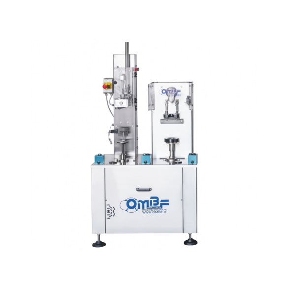 Semi-automatic monoblock for corking sparkling wines, ciders and beers with a station for tying wire baskets, Caveablock 800